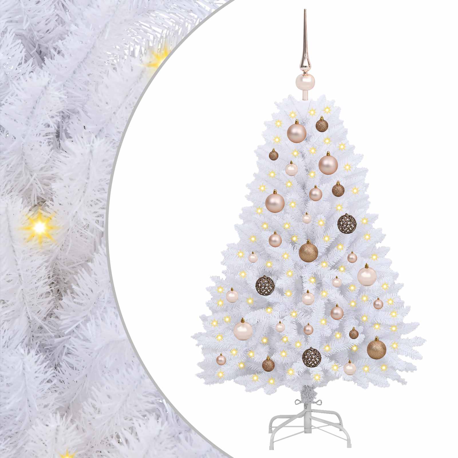Vidaxx sapin de Noël artificiel blanc 68 x 68 x 120 cm PVC et métal