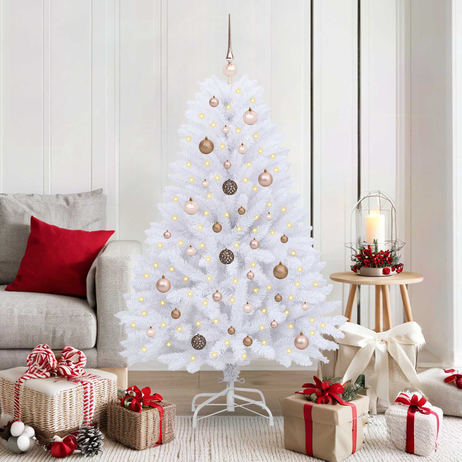 Vidaxx sapin de Noël artificiel blanc 80 x 80 x 150 cm PVC et métal