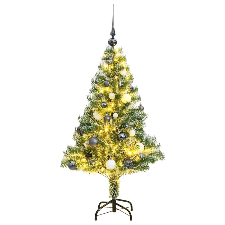VidaXL sapin de Noël artificiel 150 LED, boules et neige 150 cm