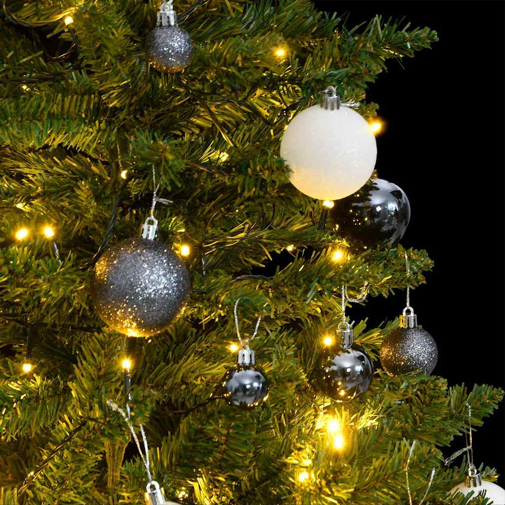 VidaXL sapin de Noël artificiel avec charnières 150 LED et boules de Noël 150 cm