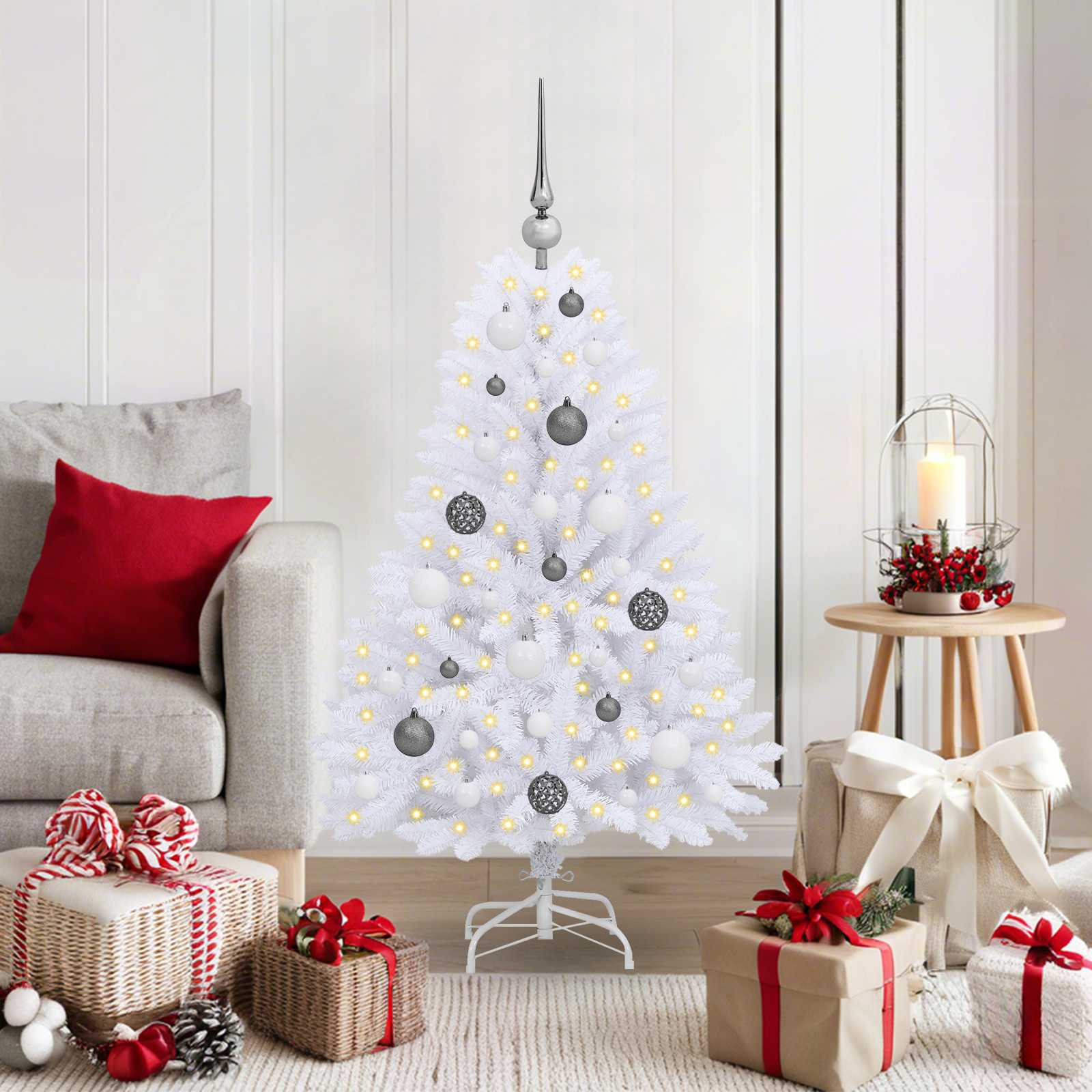 Vidaxx sapin de Noël artificiel blanc 68 x 68 x 120 cm PVC et métal