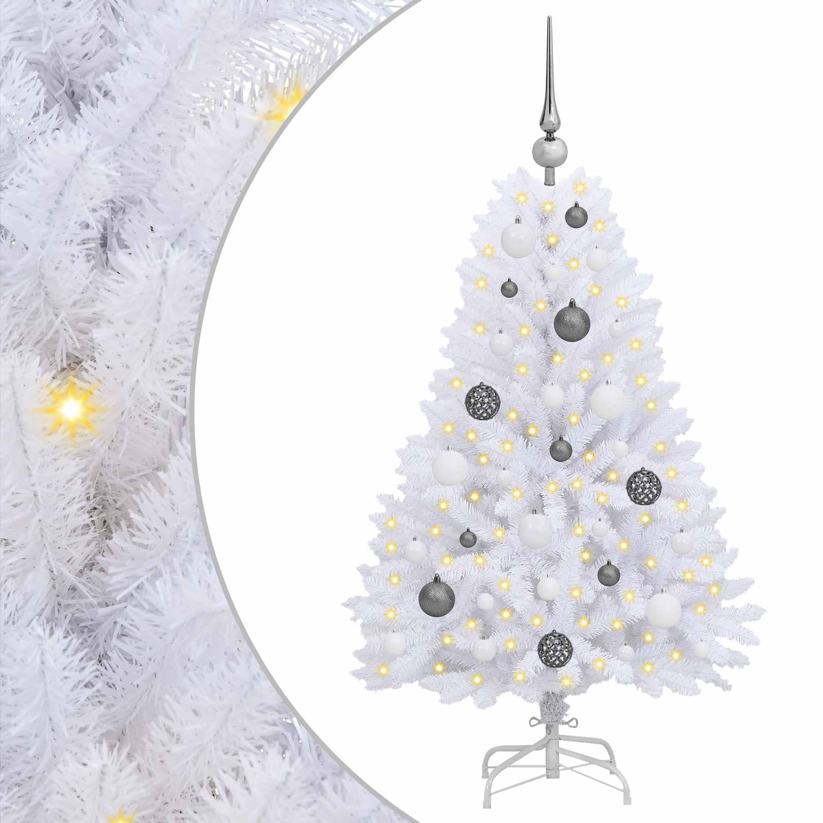 Vidaxx sapin de Noël artificiel blanc 68 x 68 x 120 cm PVC et métal