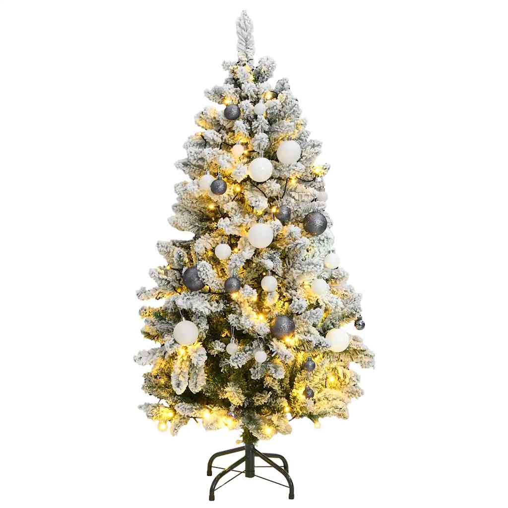 Vidaxx sapin de Noël artificiel avec charnières 150 LED et boules de Noël 120 cm