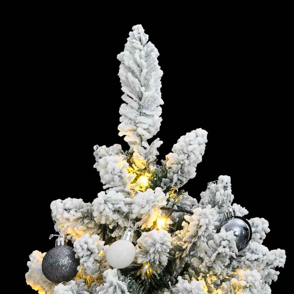 VidaXL sapin de Noël artificiel avec charnières 150 LED et boules de Noël 150 cm