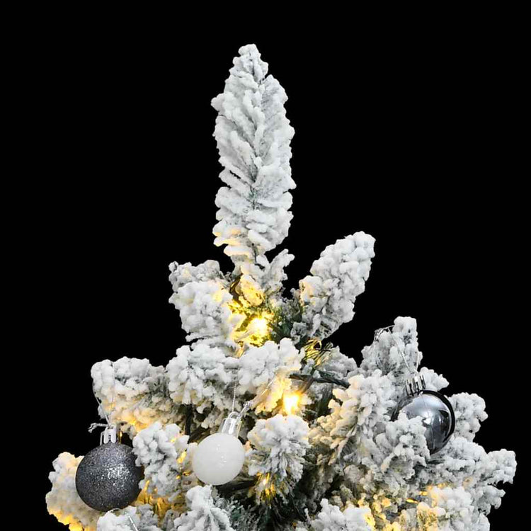 VidaXL sapin de Noël artificiel avec charnières 150 LED et boules de Noël 150 cm