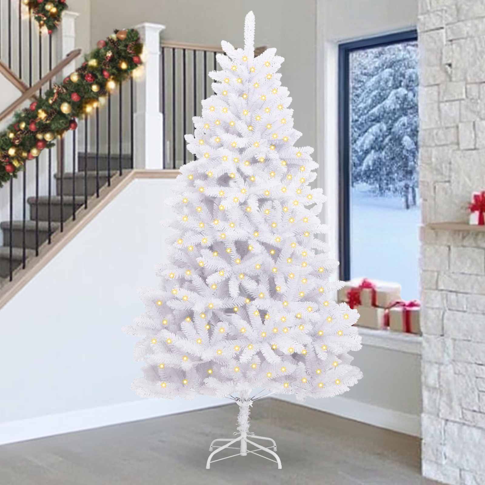 Vidaxx sapin de Noël artificiel avec 300 LED blanc 270 cm PVC et métal