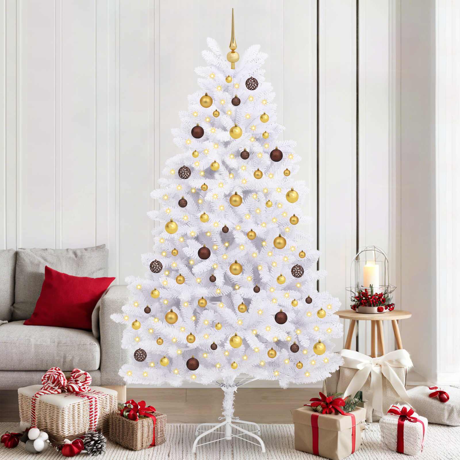 Vidaxx sapin de Noël artificiel blanc 106 x 106 x 210 cm PVC et métal