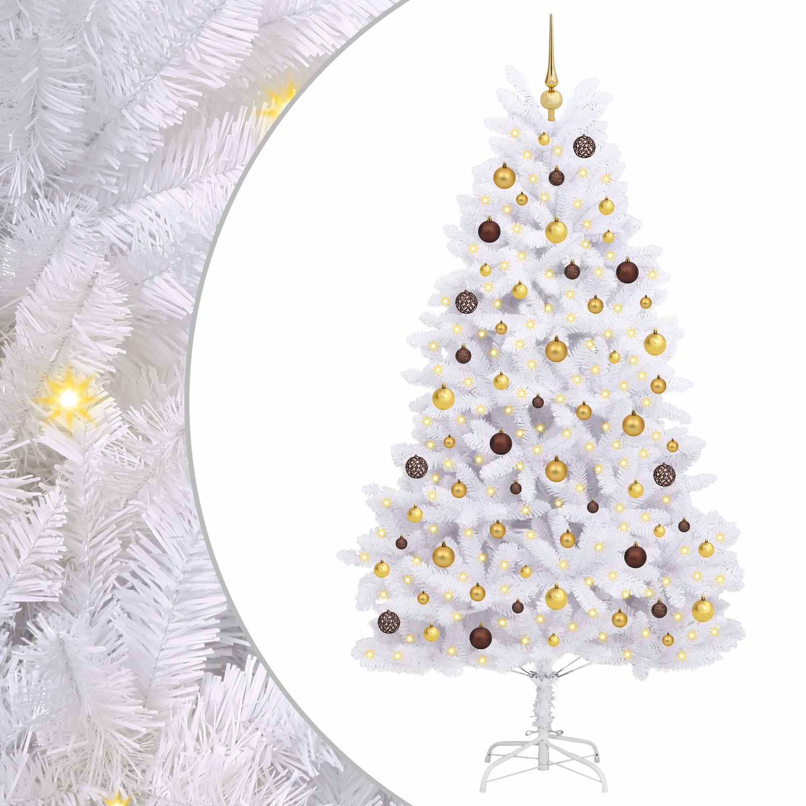 Vidaxx sapin de Noël artificiel blanc 106 x 106 x 210 cm PVC et métal