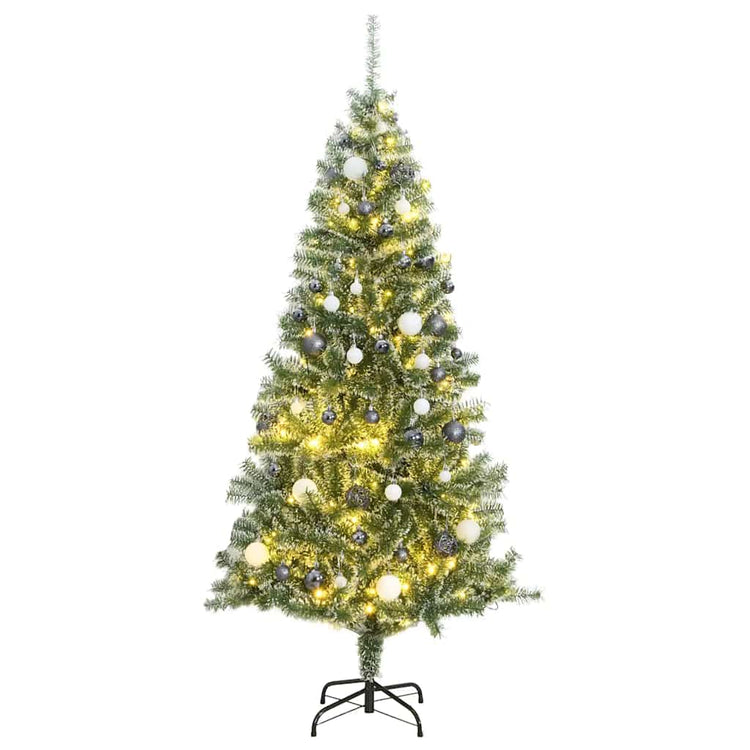Sapin de Noël artificiel VidaXL avec 300 LED, boules et neige 240 cm
