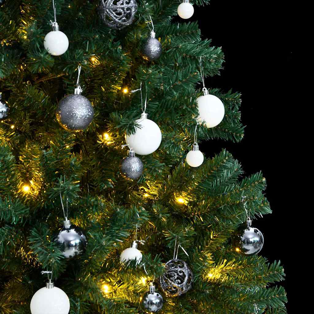 VidaXL sapin de Noël artificiel avec charnières 300 LED et boules de Noël 180 cm