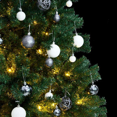 VidaXL sapin de Noël artificiel avec charnières 300 LED et boules de Noël 180 cm
