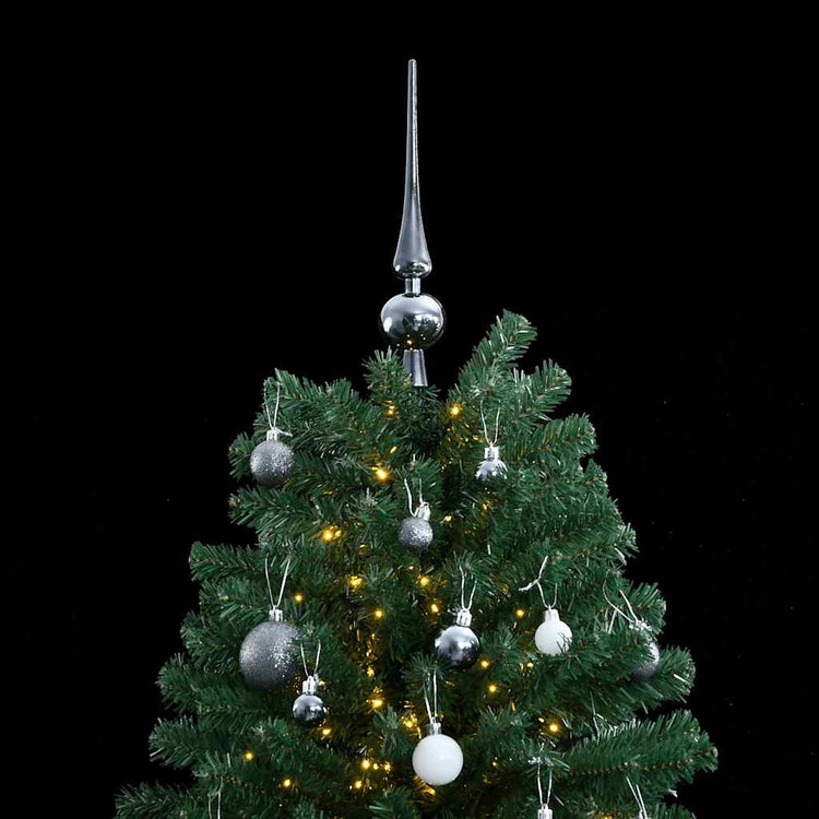 VidaXL sapin de Noël artificiel avec charnières 300 LED et boules de Noël 210 cm