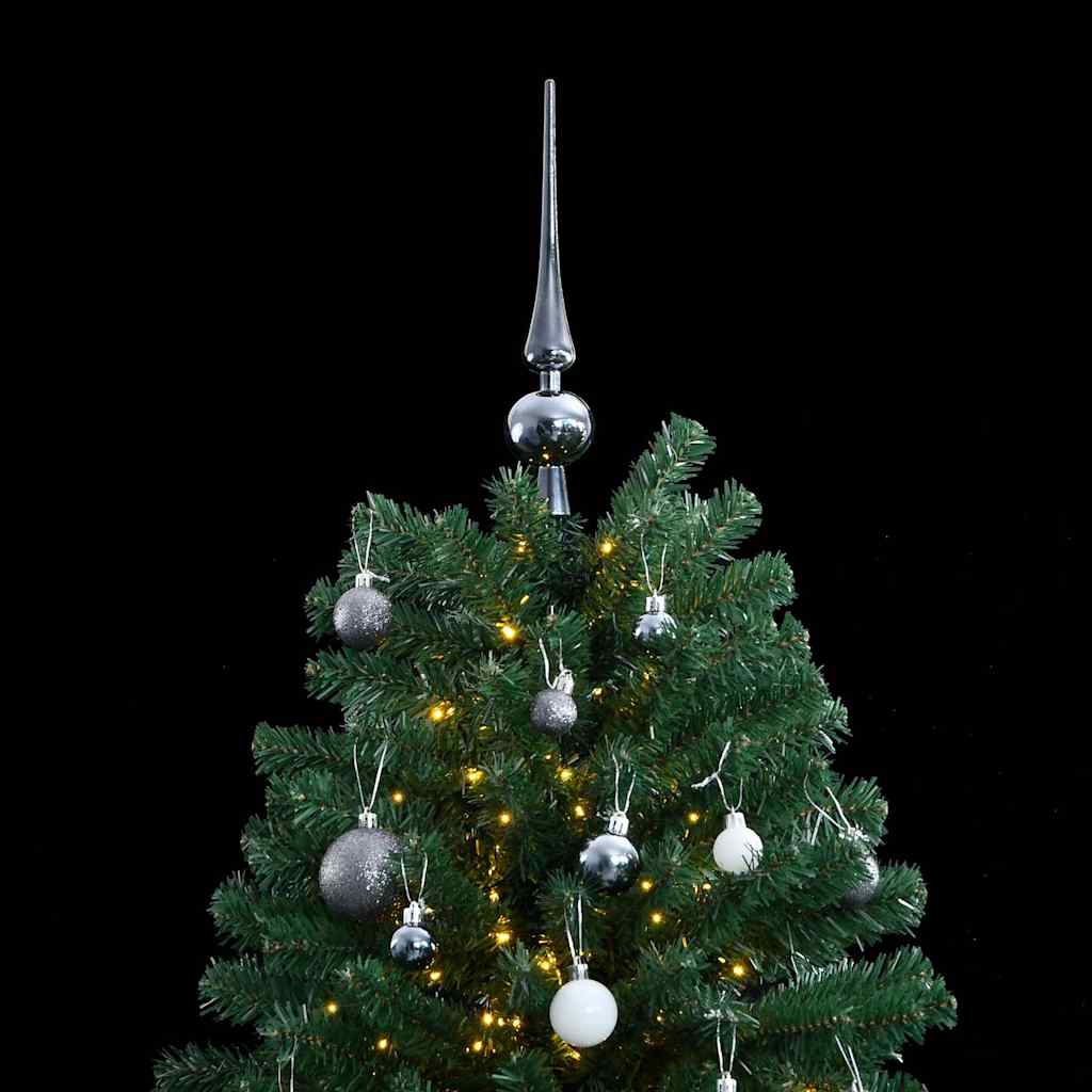 VidaXL sapin de Noël artificiel avec charnières 300 LED et boules de Noël 240 cm
