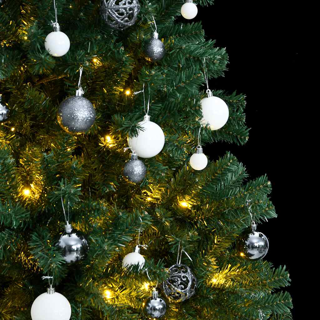 VidaXL sapin de Noël artificiel avec charnières 300 LED et boules de Noël 240 cm