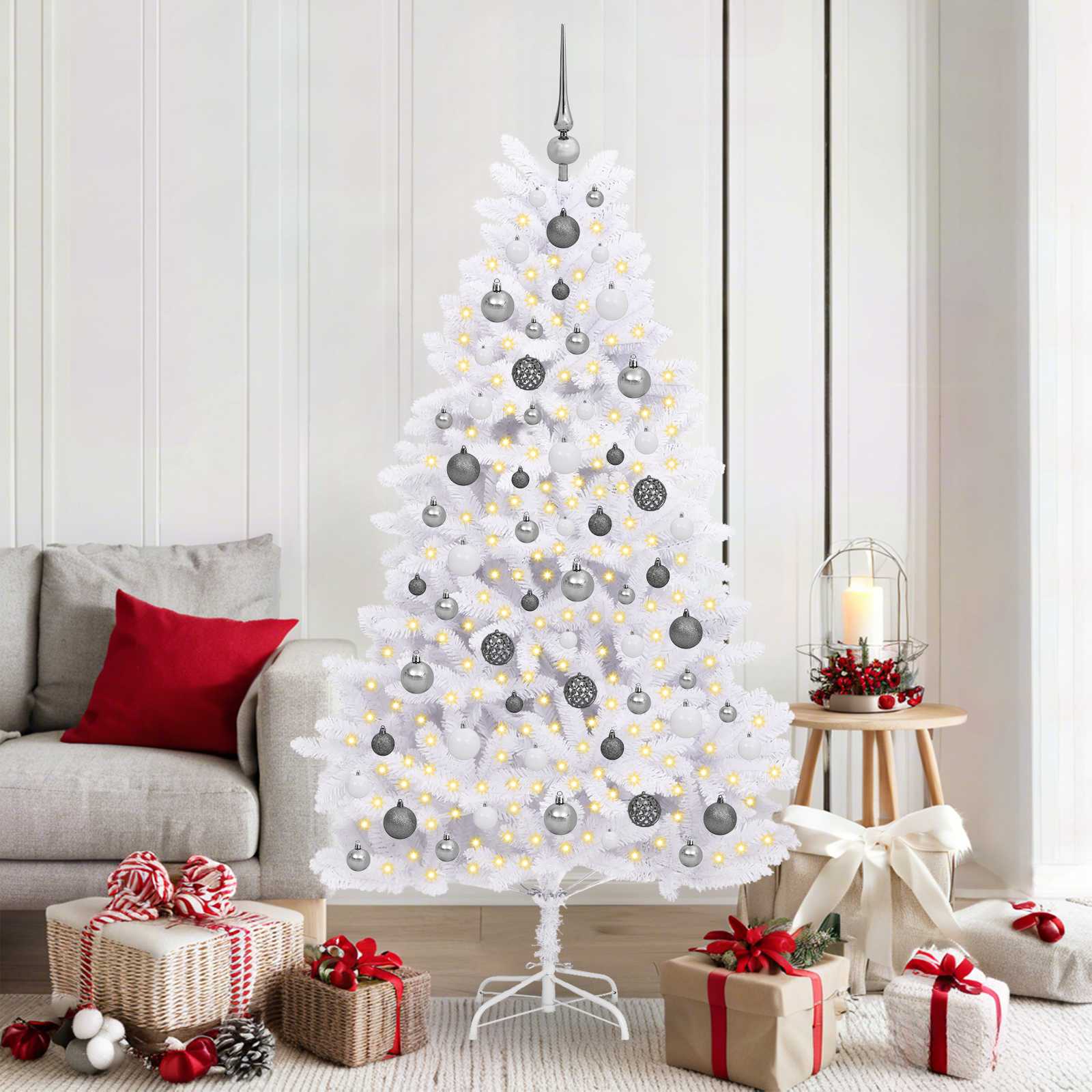 Vidaxx sapin de Noël artificiel blanc 90 x 90 x 180 cm PVC et métal