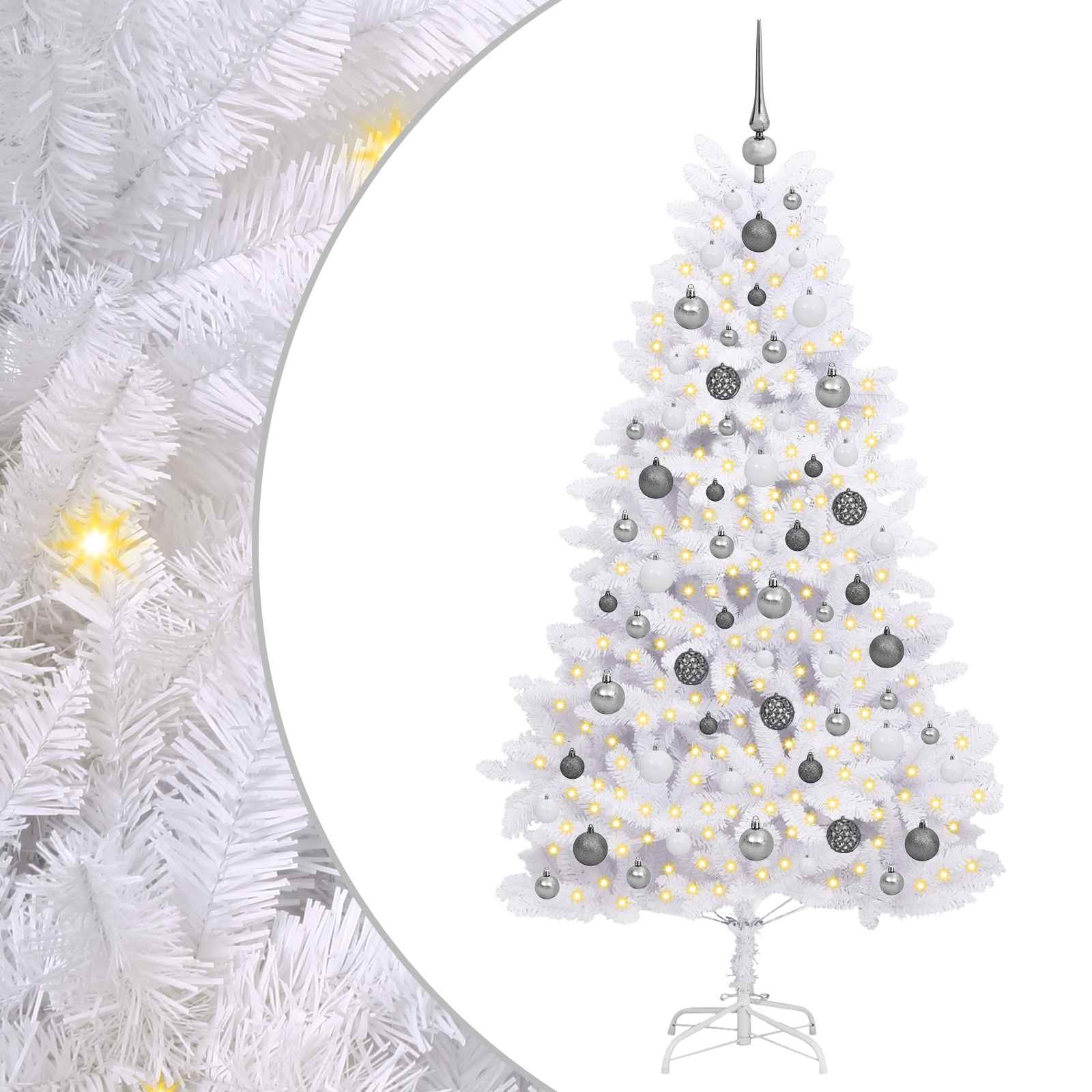 Vidaxx sapin de Noël artificiel blanc 90 x 90 x 180 cm PVC et métal