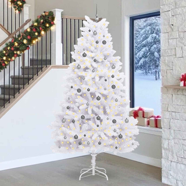 Vidaxx sapin de Noël artificiel blanc 128 x 128 x 270 cm PVC et métal