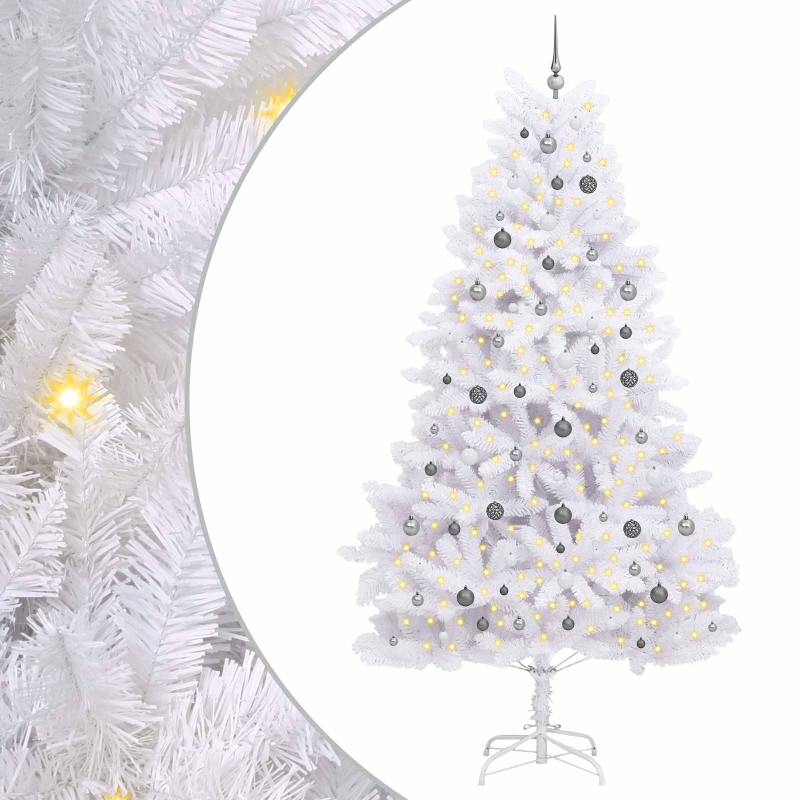 Vidaxx sapin de Noël artificiel blanc 128 x 128 x 270 cm PVC et métal