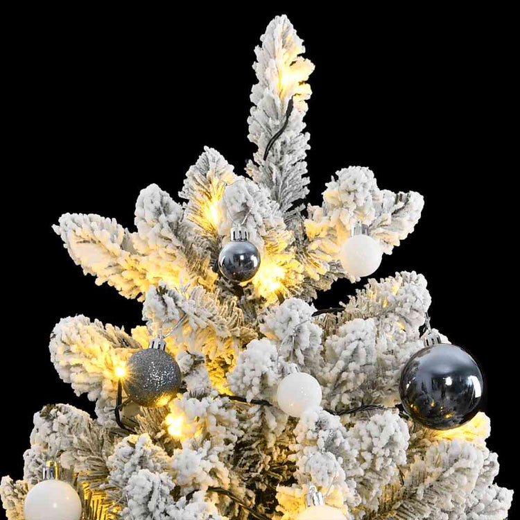 VidaXL sapin de Noël artificiel avec charnières 300 LED et boules de Noël 210 cm