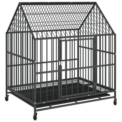 Vidaxl Dog Loft avec roues galvanisé en acier noir