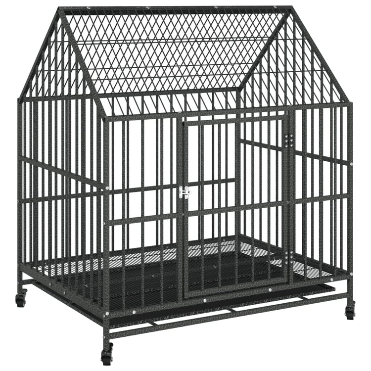 Vidaxl Dog Loft avec roues galvanisé en acier noir
