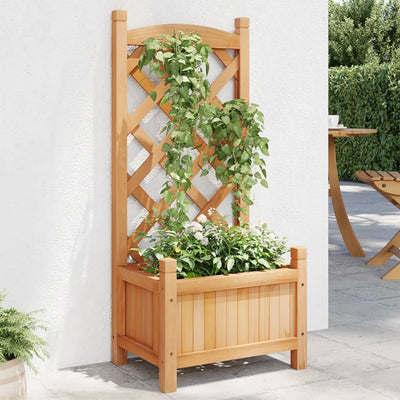 Jardinière vidaxl avec latwerk solide Vurenhout marron