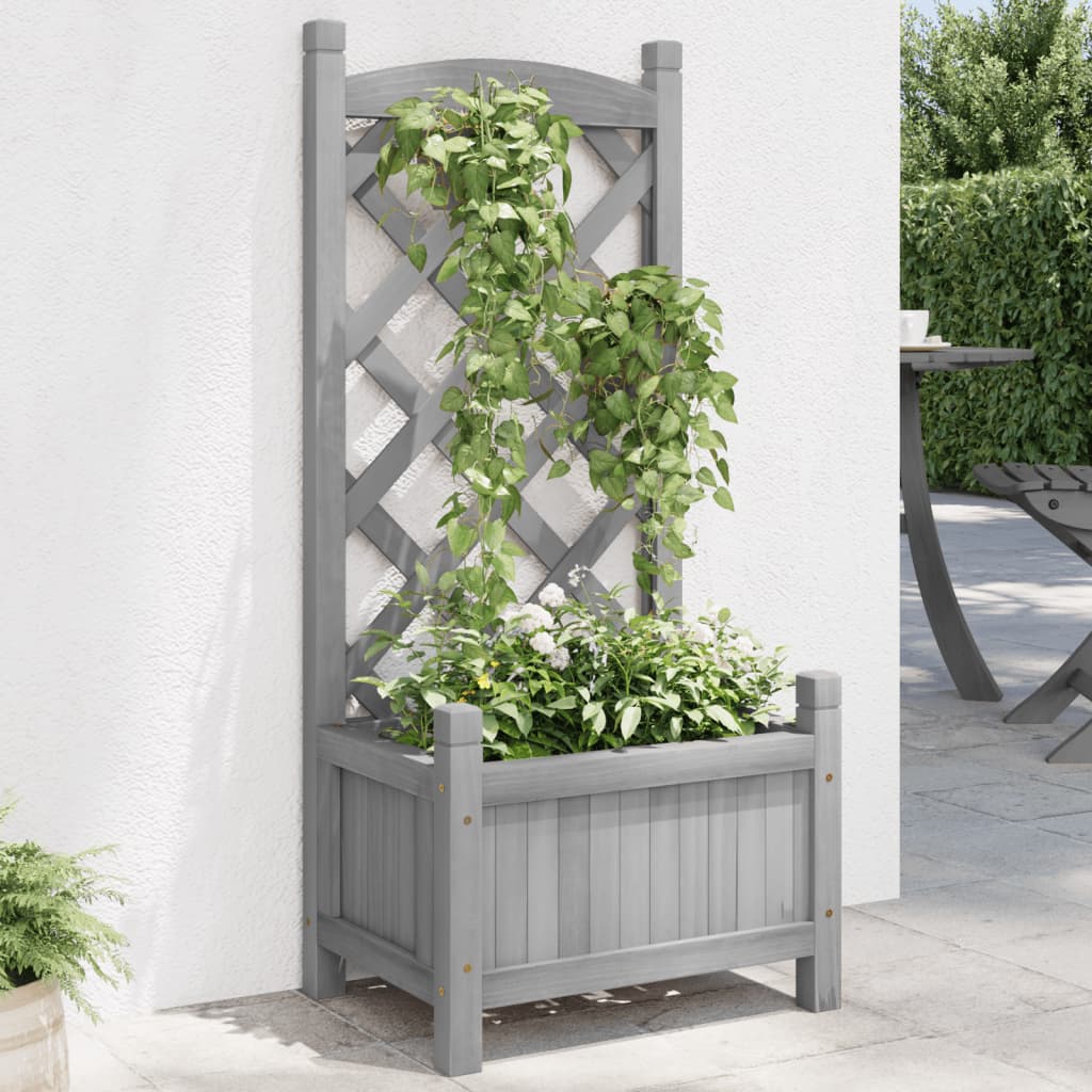Vidaxl Plannet avec latwerk solide Vurenhout Gray
