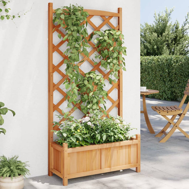 Jardinière vidaxl avec latwerk solide Vurenhout marron