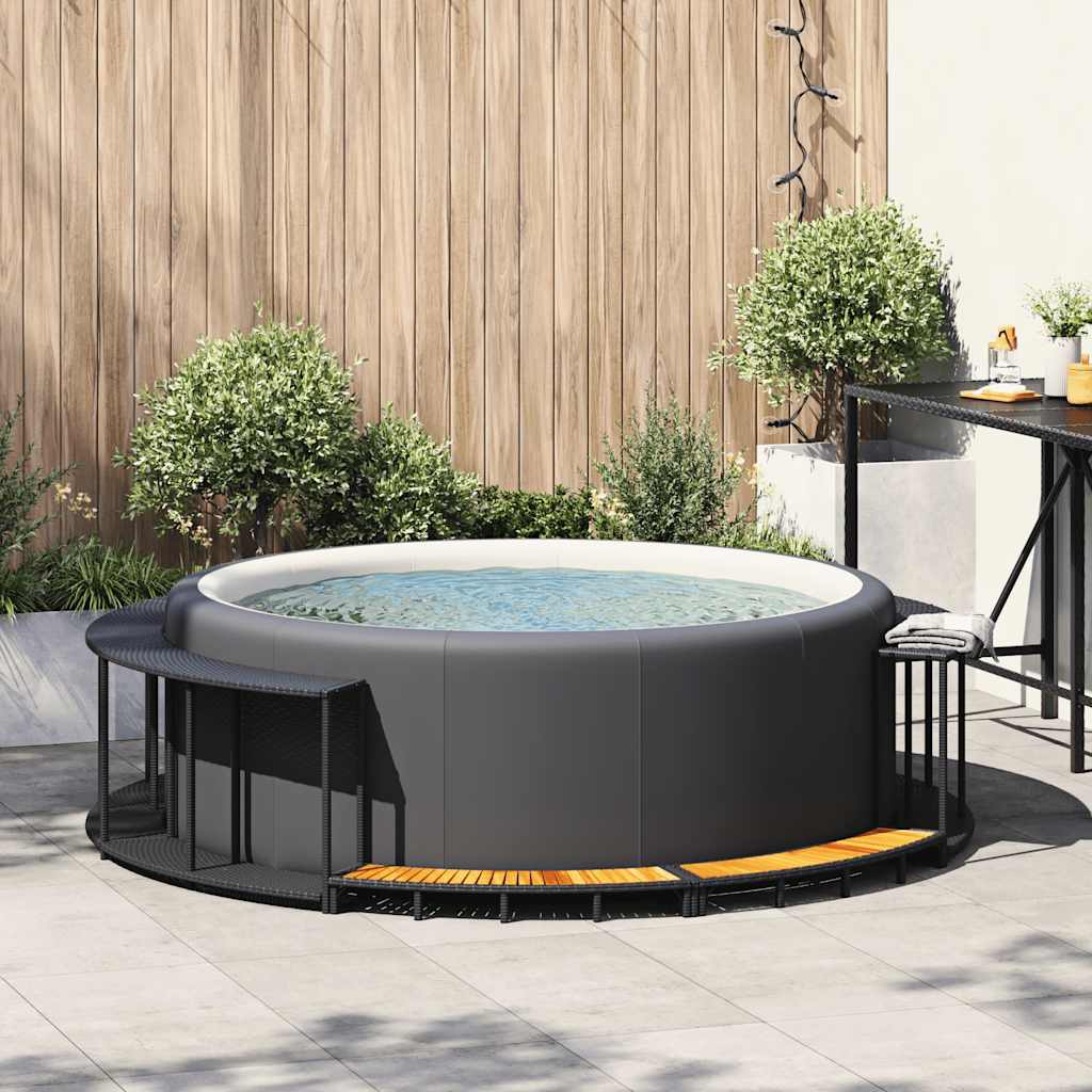 VidaXL contour de spa rangement marche en bois poly rotin noir