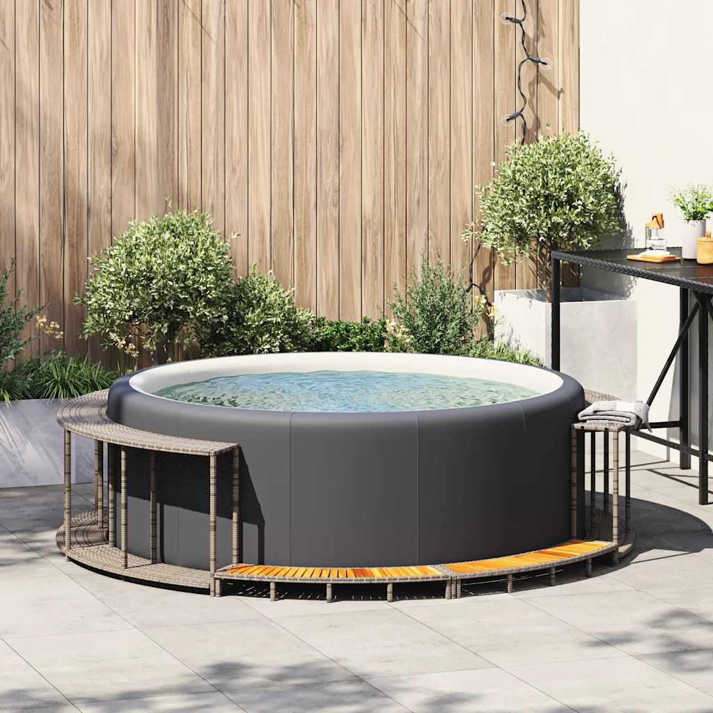 VidaXL espace de rangement de conversion de spa et marche en bois poly rotin gris