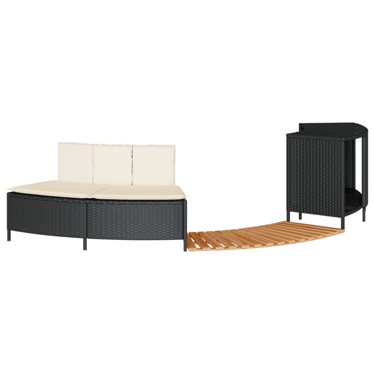 Vidaxx contour de spa polyrotin et bois d'acacia massif noir