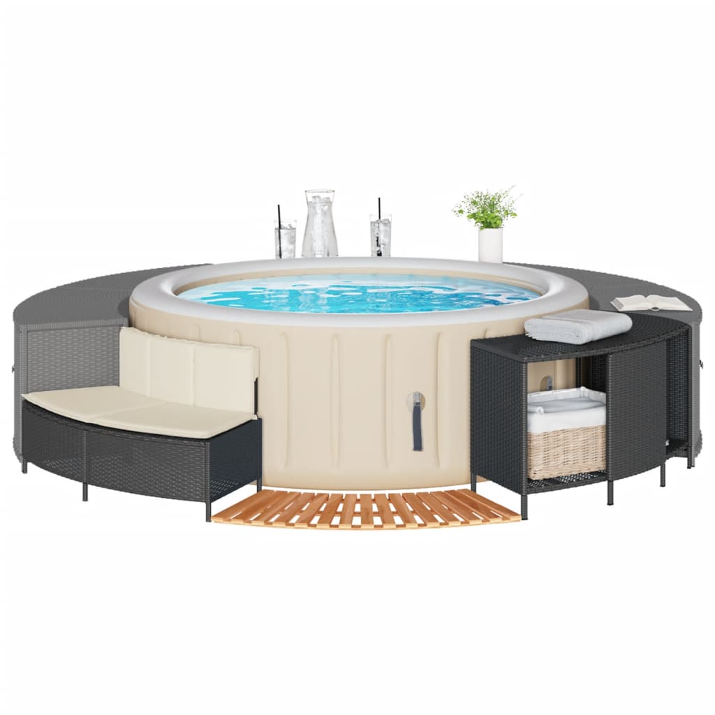 Vidaxx contour de spa polyrotin et bois d'acacia massif noir
