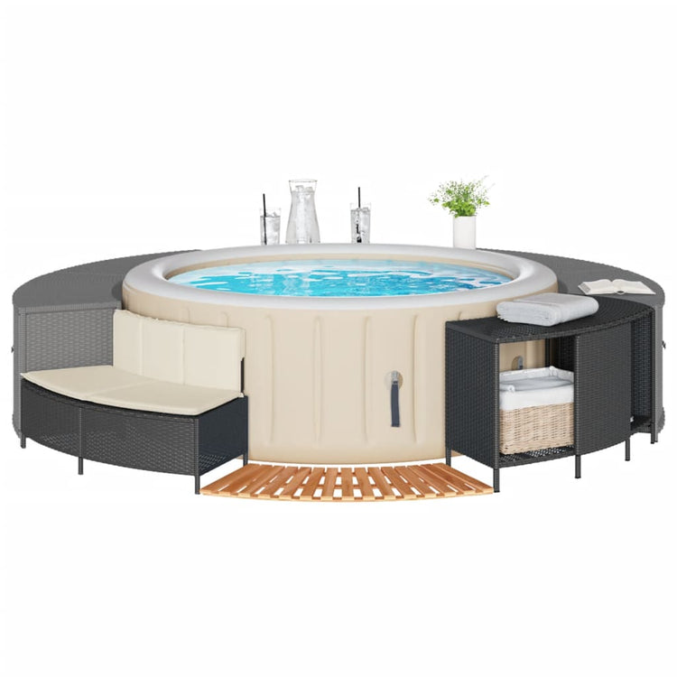 Vidaxx contour de spa polyrotin et bois d'acacia massif noir