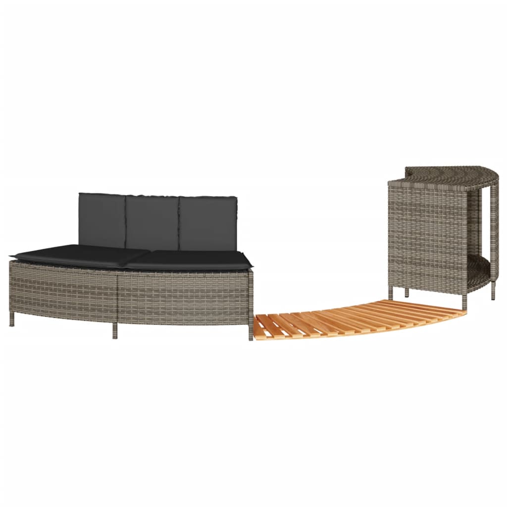 VidaXL contour de spa poly rotin bois d'acacia massif gris