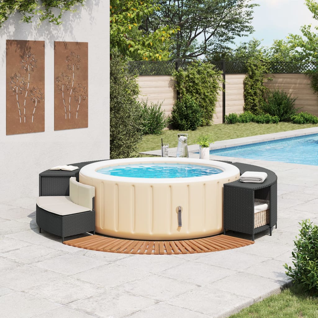 Vidaxl Hottub-Ombouw Poly Rattan et Solid Acaciahout Black