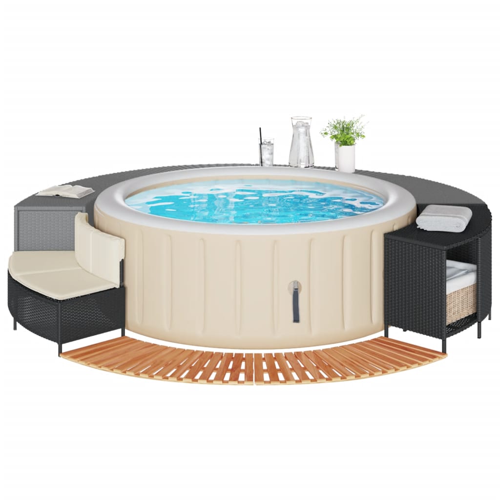 Vidaxl Hottub-Ombouw Poly Rattan et Solid Acaciahout Black
