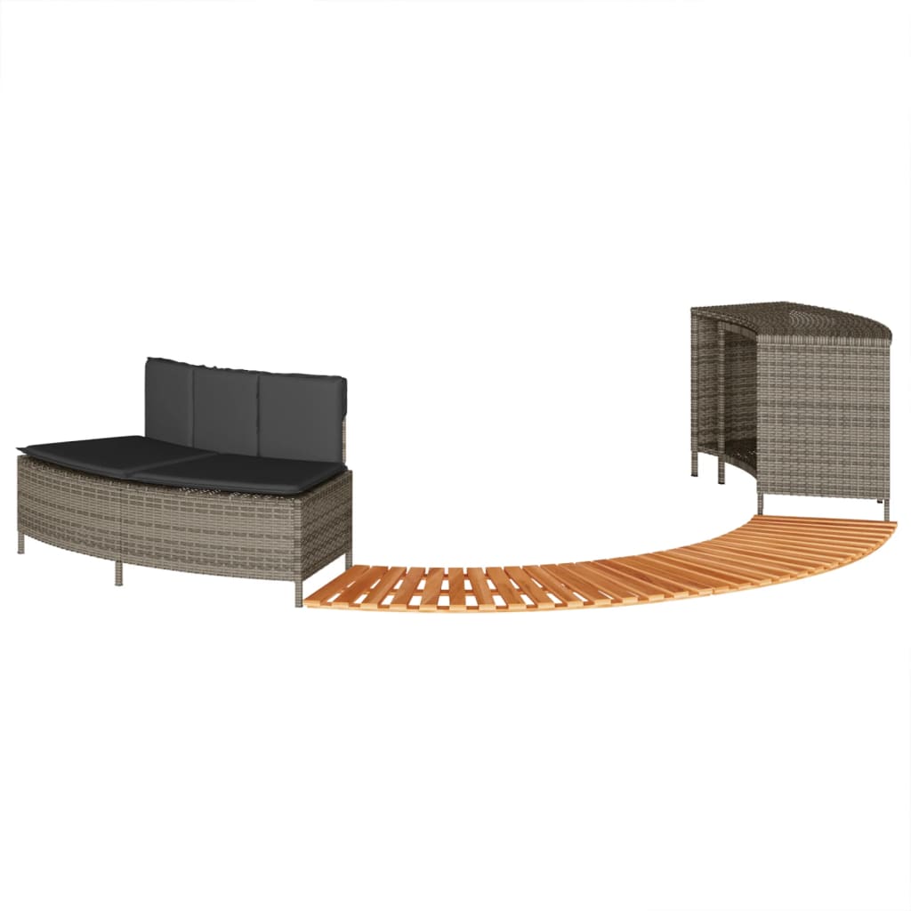 Vidaxl hottub-ombouw poly rattan solide acaciahout gris