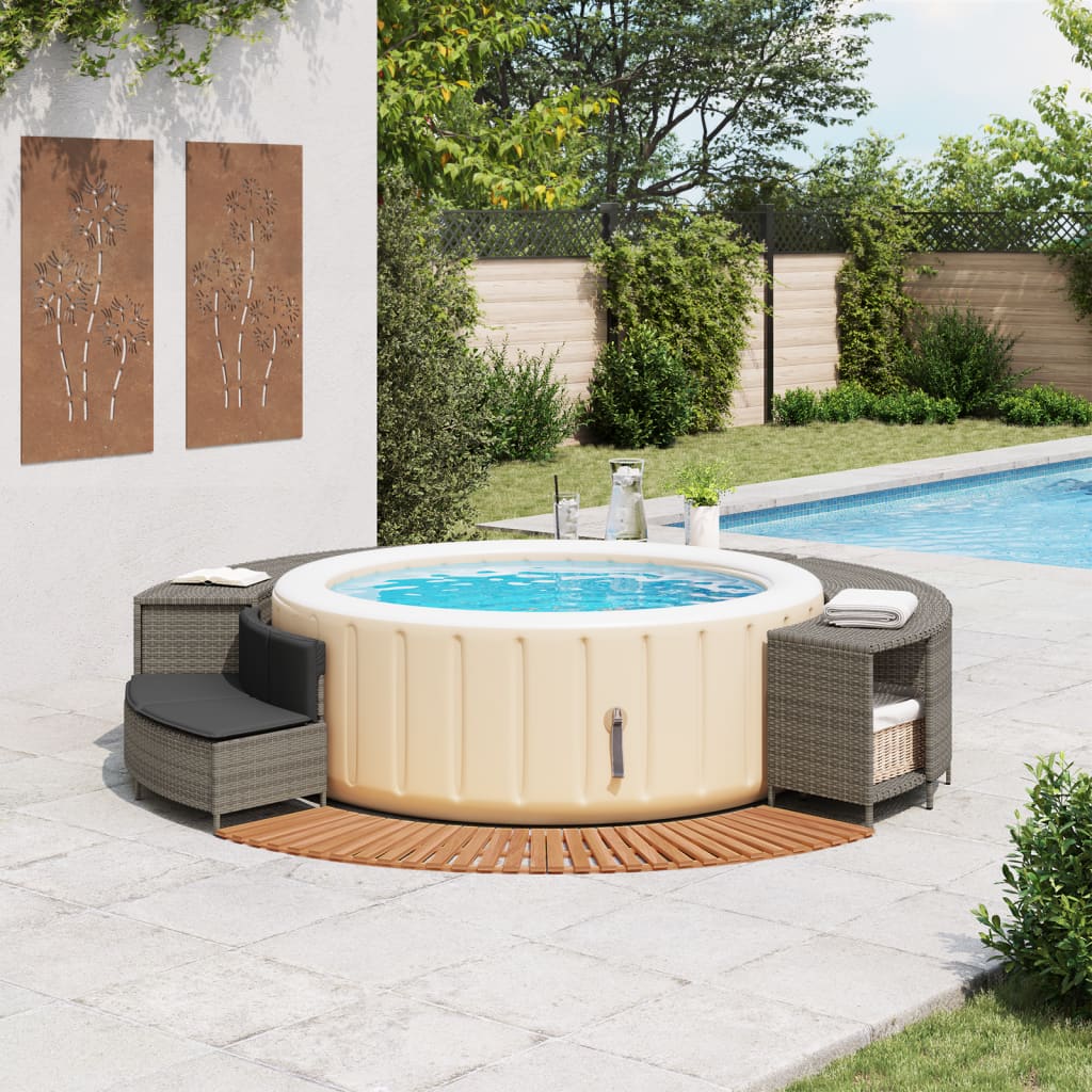 Vidaxl hottub-ombouw poly rattan solide acaciahout gris