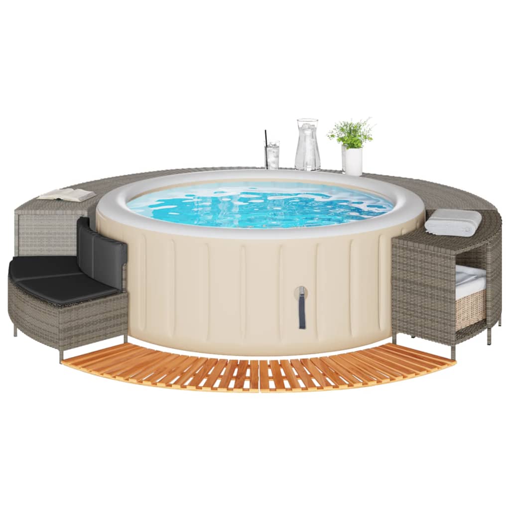 Vidaxl hottub-ombouw poly rattan solide acaciahout gris