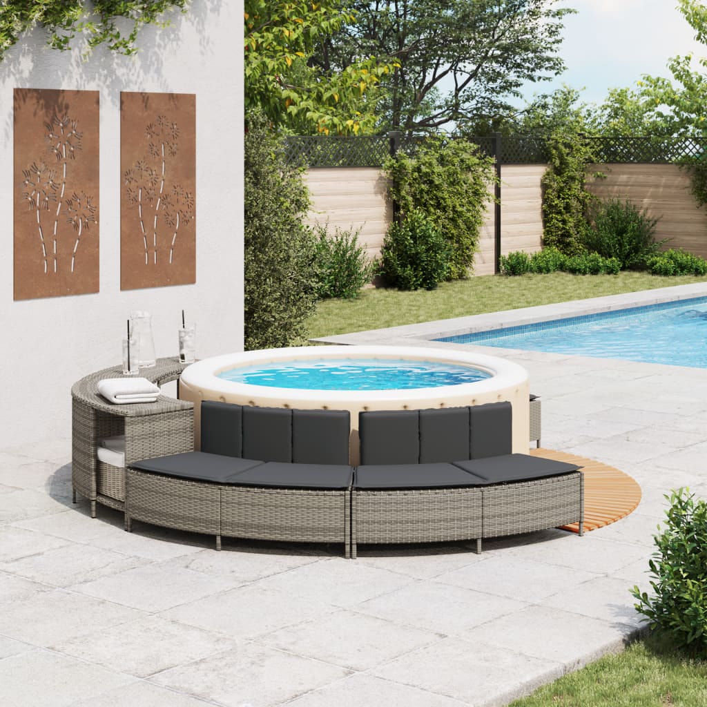 Bancs vidaxl hottub avec oreillers 2 St Poly Rattan Gray