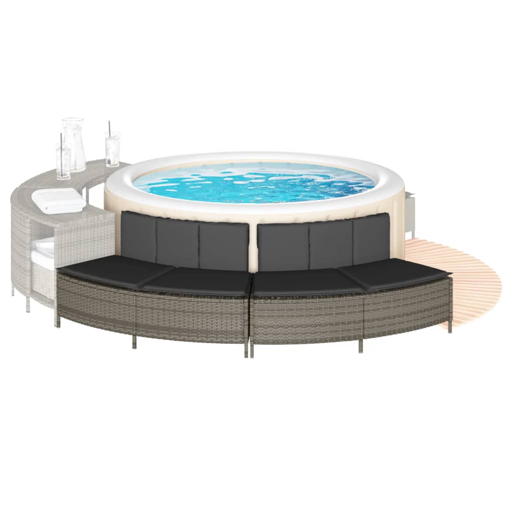 Bancs vidaxl hottub avec oreillers 2 St Poly Rattan Gray