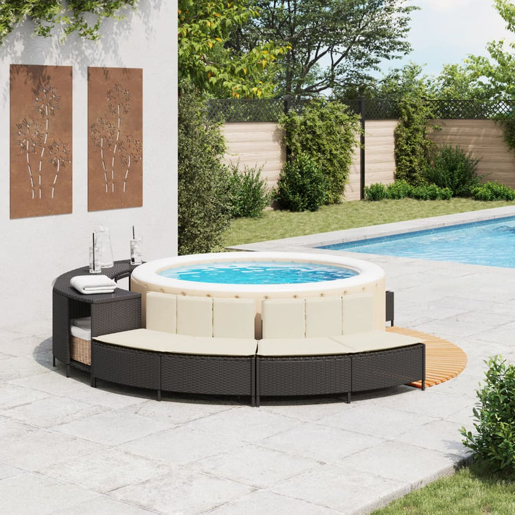 Bancs vidaxl hottub avec oreillers 2 st poly rattan noir