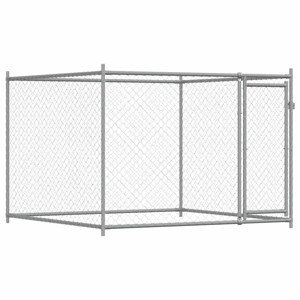 Loft de chien vidaxl avec porte 2x2x1,5 m gris en acier galvanisé