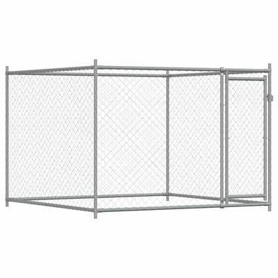Loft de chien vidaxl avec porte 2x2x1,5 m gris en acier galvanisé