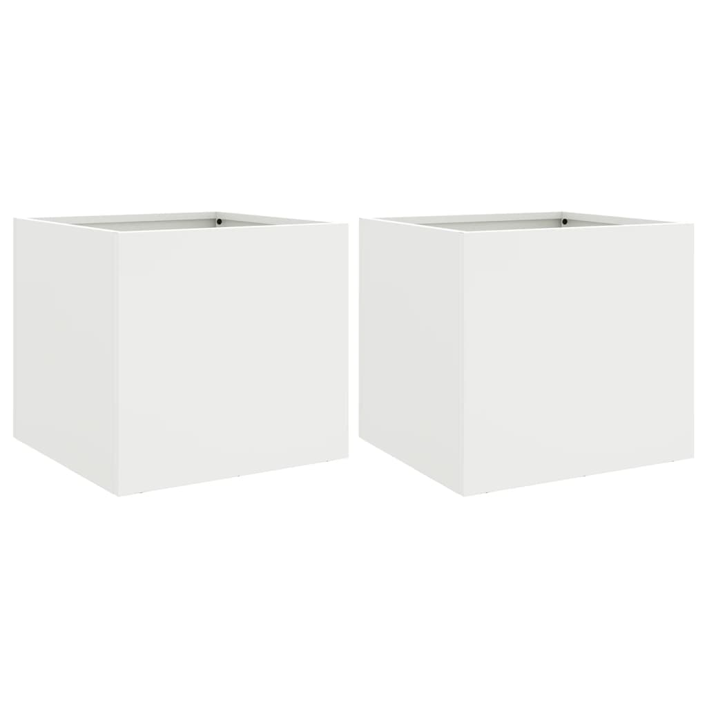 Jardinières vidaxl 2 ST 32x30x29 cm en acier blanc