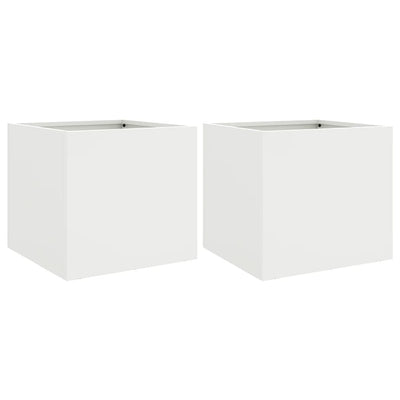 Jardinières vidaxl 2 ST 32x30x29 cm en acier blanc