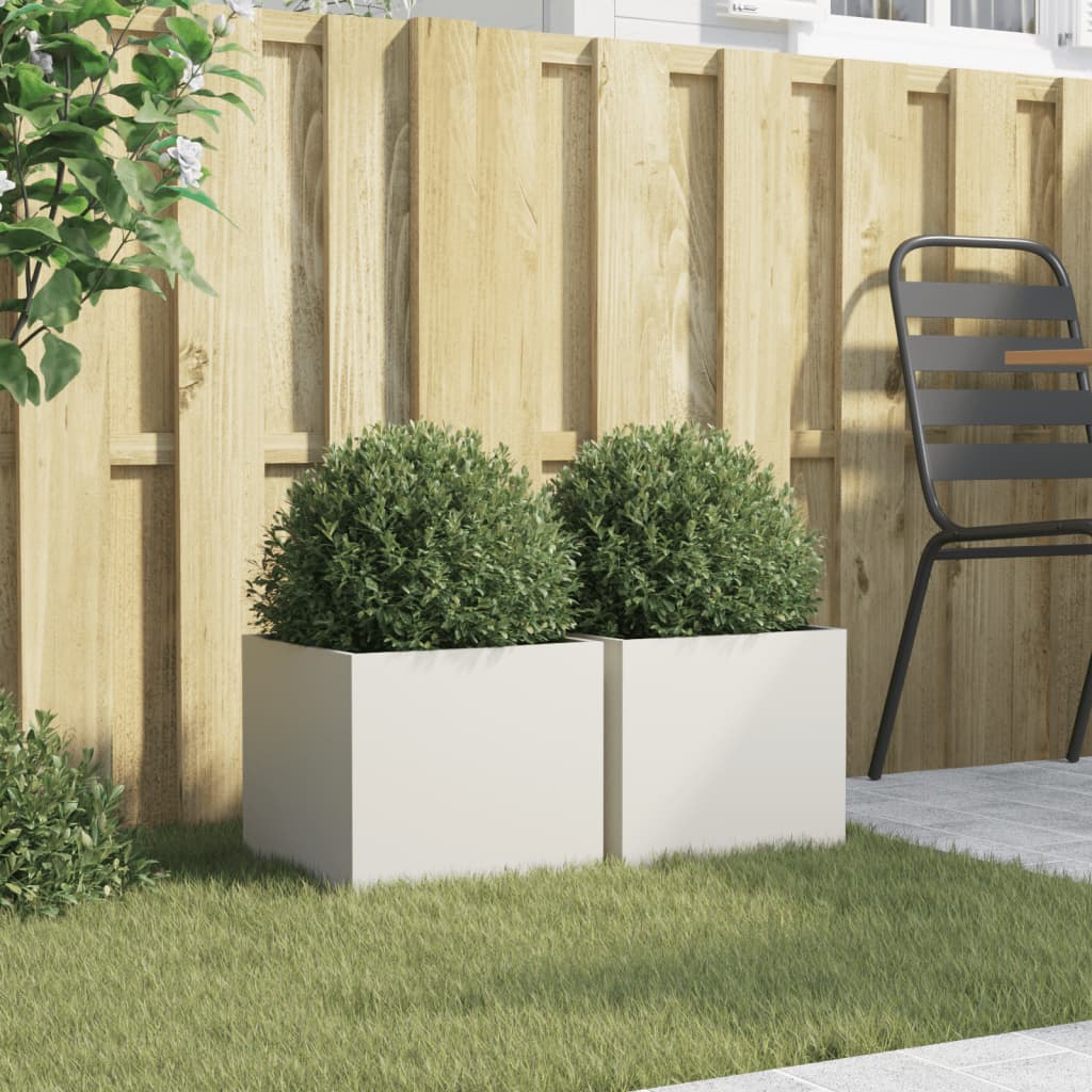 Jardinières vidaxl 2 ST 32x30x29 cm en acier blanc