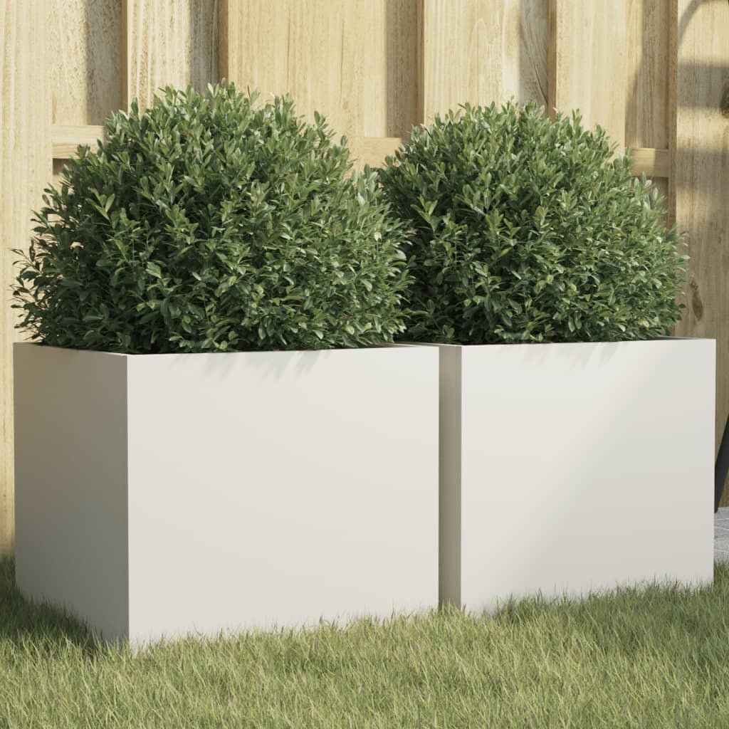 Jardinières vidaxl 2 ST 32x30x29 cm en acier blanc