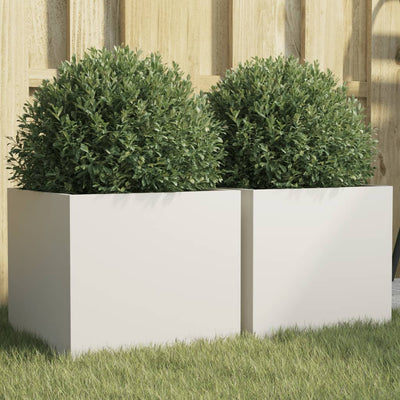 Jardinières vidaxl 2 ST 32x30x29 cm en acier blanc