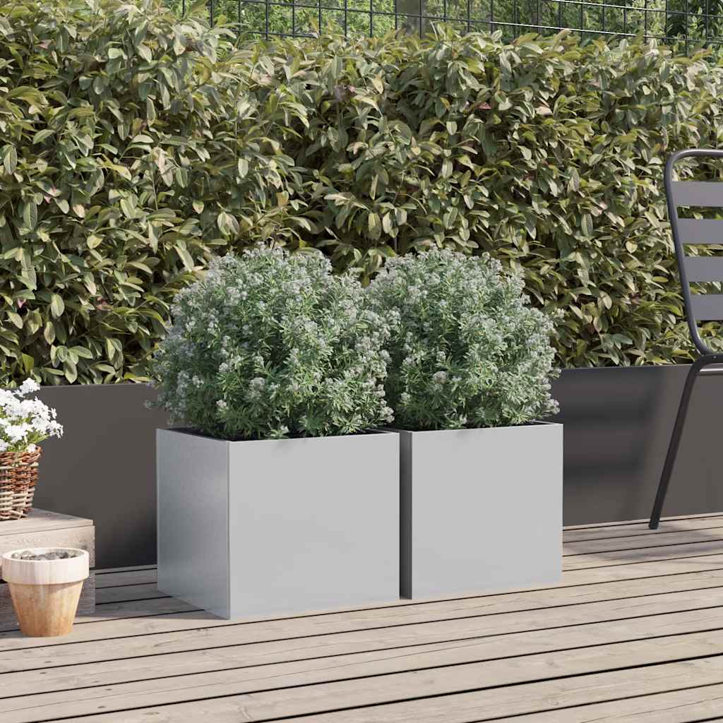 Jardinières Vidaxl 2 ST 32x30x29 cm Couleur en argent en acier galvanisé